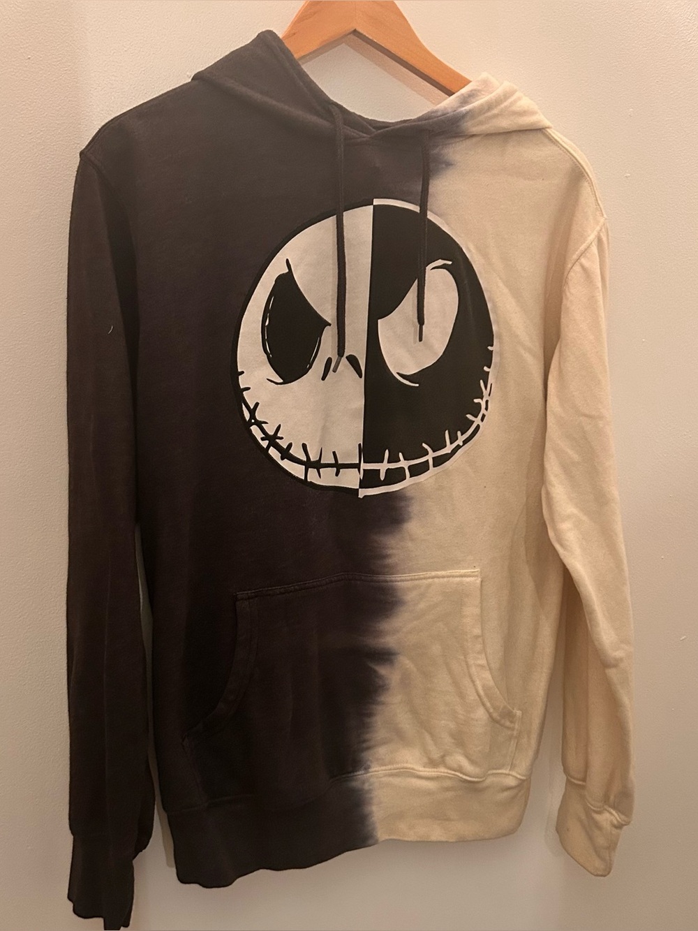 Disney Men's Black and Cream Split Jack Skellington Hoodie